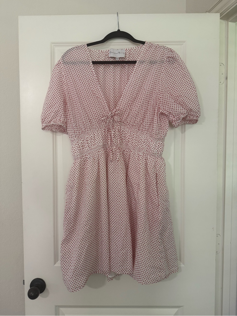 Charles Henry Light Pink Polka Dot Mini Dress